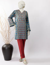 BLUE LAWN EMBROIDERED KURTI