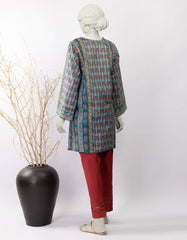 BLUE LAWN EMBROIDERED KURTI
