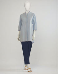 BLUE DOBBY EMBROIDERED KURTI | JJLK-S-JSS-25-465