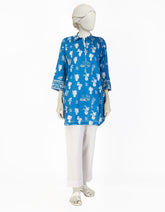 BLUE LAWN PRINTED 2PC STITCHED