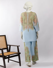 BLUE LAWN DIGITAL PRINTED 2PC STITCHED