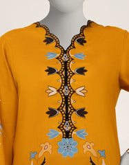YELLOW LAWN EMBROIDERED STITCHED 2PC