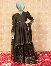 BLACK DOBBY EMBROIDERED 3PC STITCHED