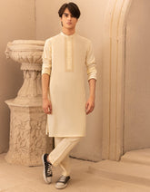 CREAM BLENDED SEMI-FORMAL KURTA TROUSER
