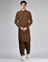 BROWN BLENDED KAMEEZ SHALWAR