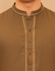 MEHNDI GREEN BLENDED FORMAL KAMEEZ SHALWAR