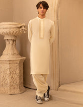CREAM BLENDED SEMI-FORMAL KAMEEZ SHALWAR