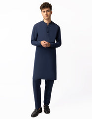 NAVY BLUE COTTON SEMI-FORMAL KURTA TROUSERS