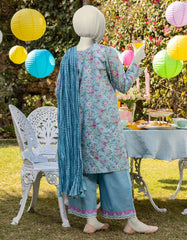 BLUE LAWN PRINTED 3PC | JGK-S-JTP-25-602