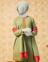 GREEN DOBBY EMBROIDERED 3PC STITCHED