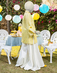 YELLOW LAWN SCHIFFLI KURTI | JYGK-S-JTS-25-4033