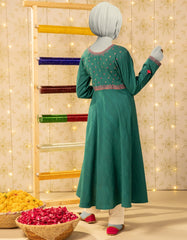 GREEN TEXTURED EMBROIDERED KURTI