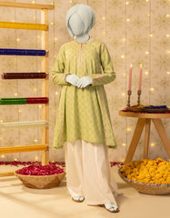 GREEN DOBBY EMBROIDERED KURTI