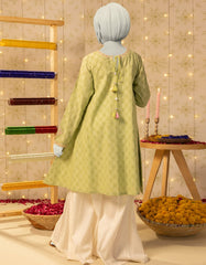 GREEN DOBBY EMBROIDERED KURTI