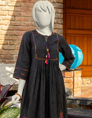 BLACK TEXTURED EMBROIDERED 2PC | JGK-S-JTST-25-412