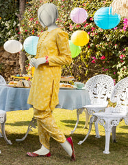 YELLOW LAWN PRINTED 2PC | JGK-S-JTST-25-416