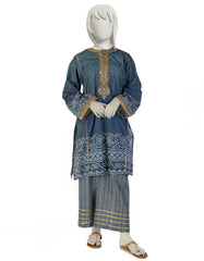 BLUE LAWN EMBROIDERED 2PC STITCHED