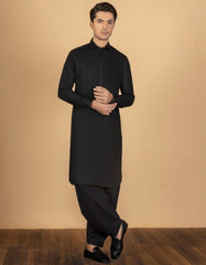 BLACK COTTON UNSTITCHED KAMEEZ SHALWAR FABRIC | JJMS-2005