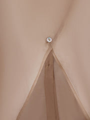 BEIGE OVERSIZED SHEER BUTTON-DOWN SHIRT