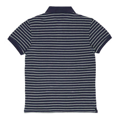 POLO (MEN) - NAVY BLUE WITH & WHITE STRIPES