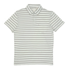 POLO (MEN) - LIGHT GREY WITH WHITE STRIPES ONT POCKET