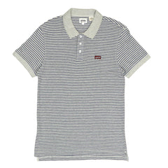 POLO MEN - HEATHER GREY WITH BLUE STRIPES