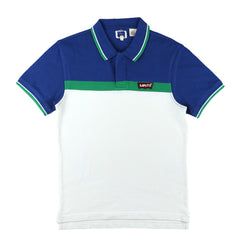 POLO (MEN) - BLUE WITH GREEN & WHITE