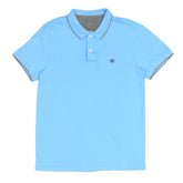POLO MEN - LIGHT BLUE WITH GREY STRIPES ON COLLAR