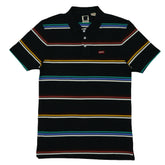 POLO (MEN) - BLACK WITH CMYW STRIPES