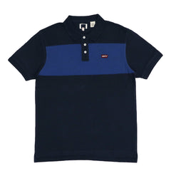 POLO (MEN) - NAVY BLUE WITH BLUE LINE ON CHEST