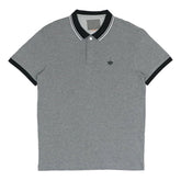 POLO MEN - GREY WITH WHITE STRIPES ON BLACK COLLAR
