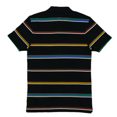 POLO (MEN) - BLACK WITH CMYW STRIPES