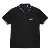 POLO (MEN)- BLACK WITH WHITE STRIP ON COLLAR