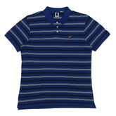 POLO (MEN) - NAVY BLUE WITH WHITE AND BLACK STRIPES