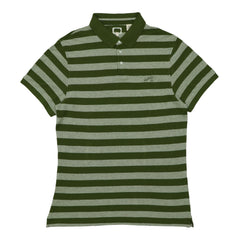 POLO (MEN) - DARK GREEN & LIGHT GREEN THICK STRIPES