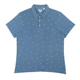 POLO (MEN) - BLUE WITH WHITE & GREEN CACTUS PRINT