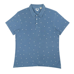 POLO (MEN) - BLUE WITH WHITE & GREEN CACTUS PRINT