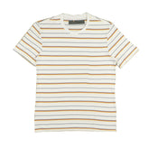 Round Neck (Men) - WHITE WITH BLUE, YELLOW & ORANGE LINES