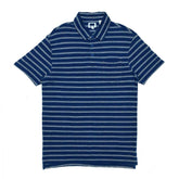 POLO (MEN) - BLUE WITH WHITE DOTTED LINES & FRONT POCKET