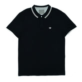 POLO MEN - BLACK WITH WHITE STRIPES ON COLLAR