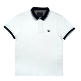 POLO MEN - WHITE WITH BLACK COLLAR