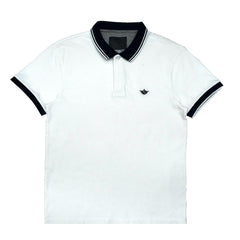 POLO MEN - WHITE WITH BLACK COLLAR