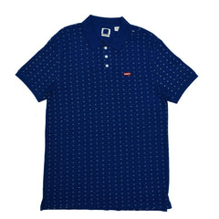 POLO MEN - BLUE WITH WHITE PRINT