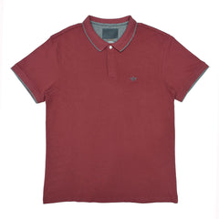 POLO MEN - RUSTED BROWN WITH GREY STRIPES ON COLLAR