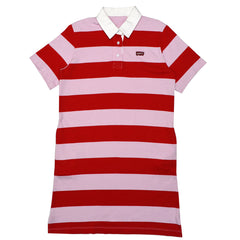 POLO WOMEN - LIGHT PINK WITH THICK RED STRIPS