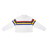 POLO WOMEN - WHITE WITH RGBY STRIPS