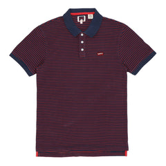 POLO (MEN) - BLACK WITH THIN RED STRIPES