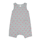 Baby Romper - Heather Grey (with pink polka dots)