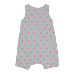 Baby Romper - Heather Grey (with pink polka dots)