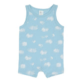 Baby Romper - Light Blue with White Pattern